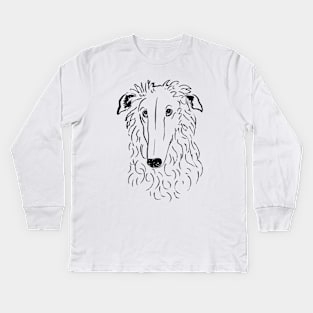 Borzoi (Black and White) Kids Long Sleeve T-Shirt